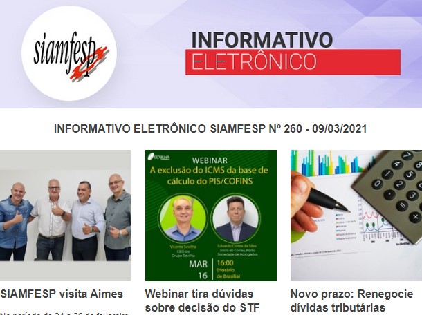 Informativo Eletrônico 260 - SIAMFESP