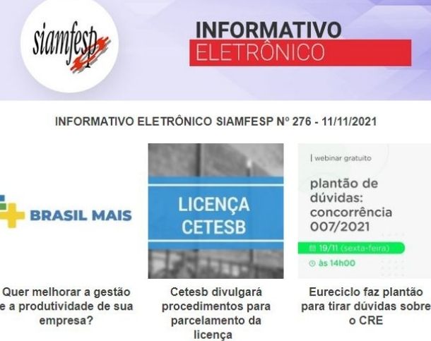 Informativo Eletrônico 276 - SIAMFESP     