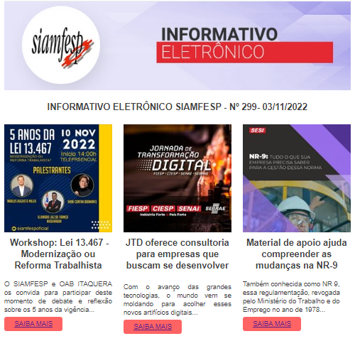 Informativo Eletrônico 299 - SIAMFESP   